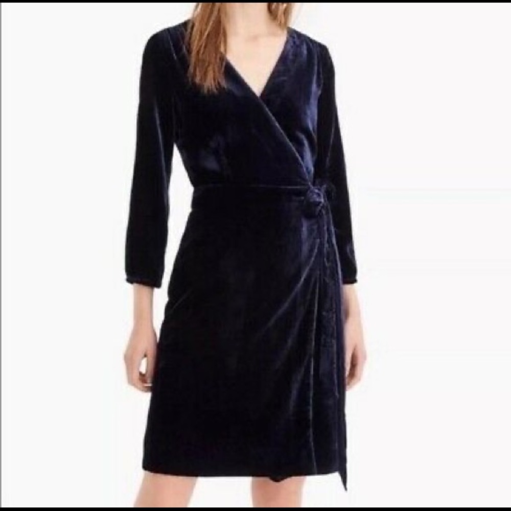 J Crew Drapey Velvet Wrap Dress